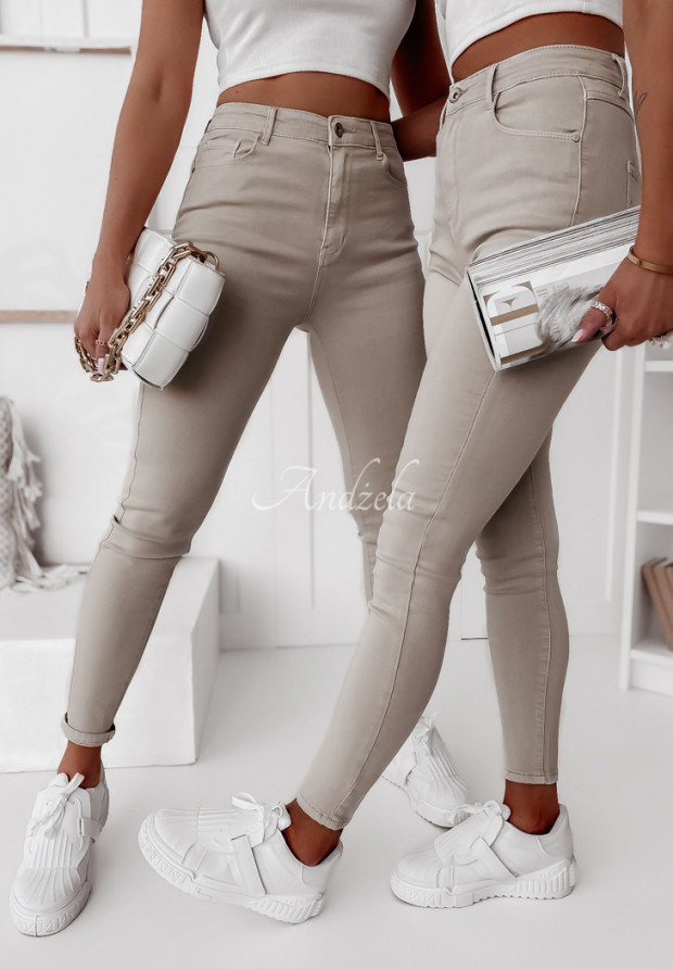 Spodnie jeansowe skinny Kendriss beżowe