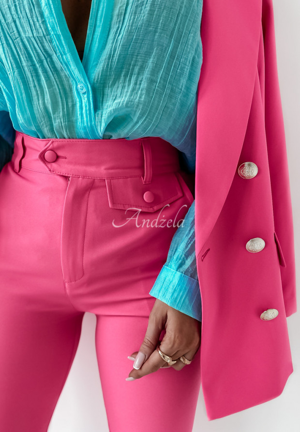 Eleganckie spodnie z wysokim stanem Carter różowe