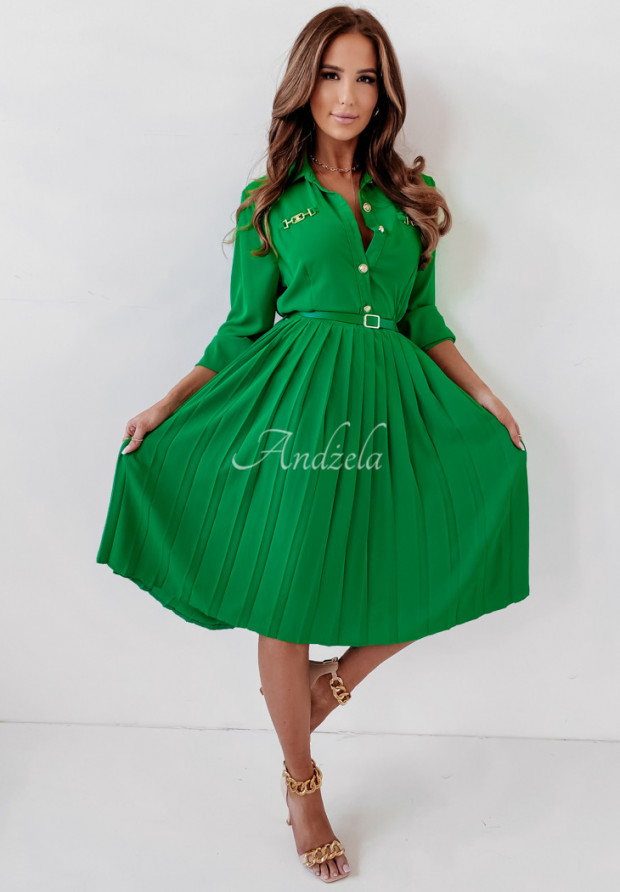 Plisowana sukienka Avrin zielona