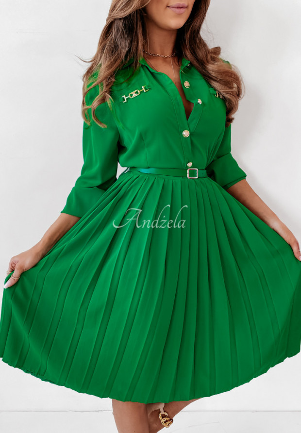 Plisowana sukienka Avrin zielona