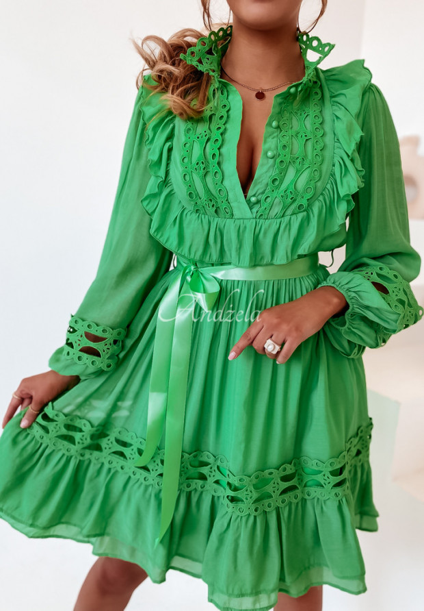 Sukienka z koronką Inika zielona