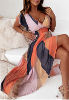 Plisowana sukienka we wzory Venetia Indi pomarańczowa