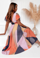 Plisowana sukienka we wzory Venetia Indi pomarańczowa