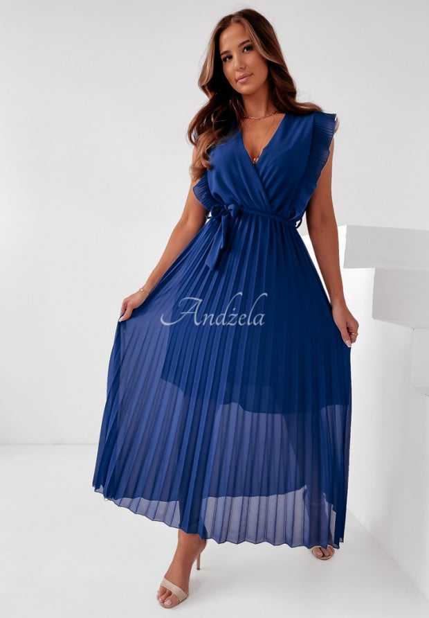 Plisowana sukienka Marrely kobaltowa