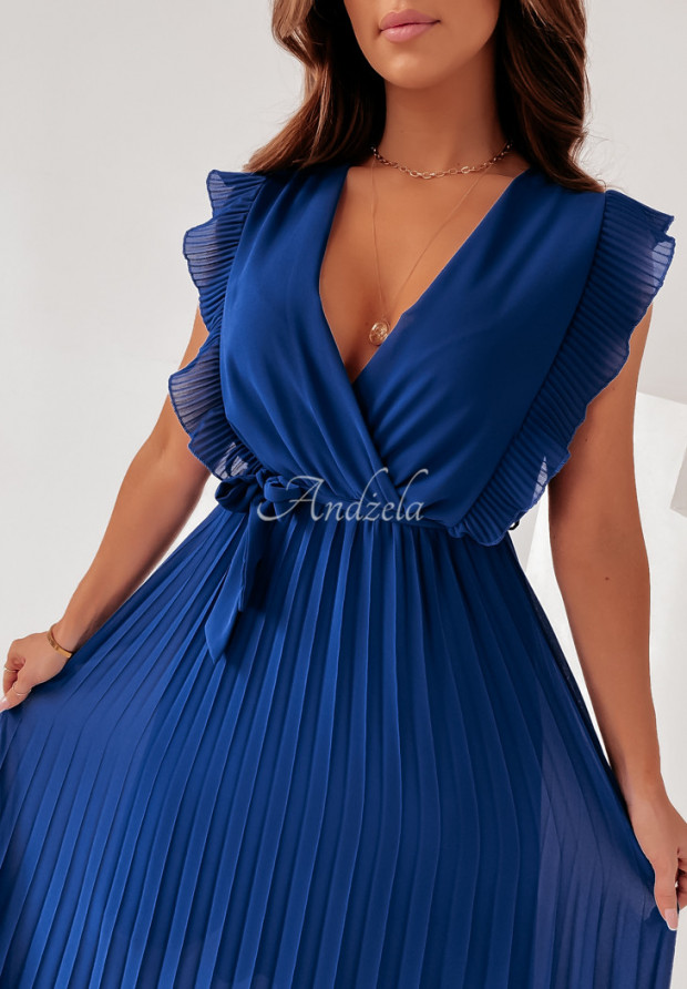 Plisowana sukienka Marrely kobaltowa