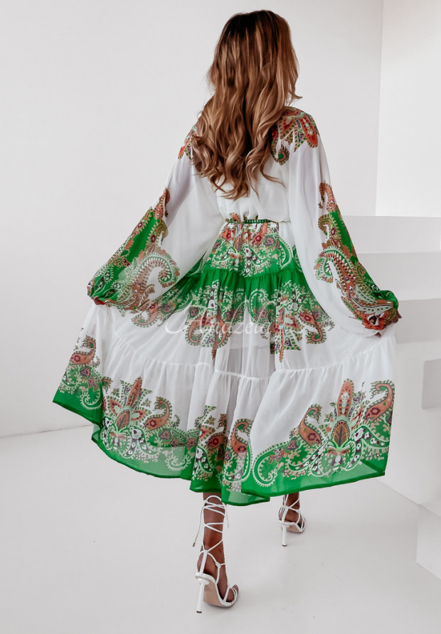 Wzorzysta sukienka midi Tarandes zielona