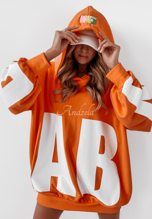 Bluza oversize z nadrukiem MC Abra pomarańczowa