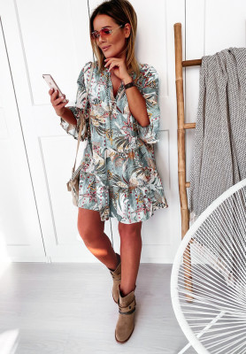 Patterned mini boho mint dress