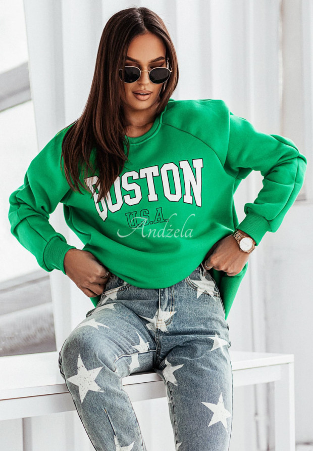 Bluza z nadrukiem Boston II zielona