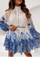 Wzorzysta sukienka Dermont niebieska