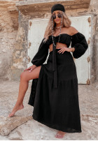 Muślinowa spódnica z rozcięciem Santiago czarna