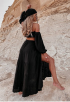 Muślinowa spódnica z rozcięciem Santiago czarna