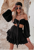 Muślinowa spódniczka z falbankami Sorrena czarna