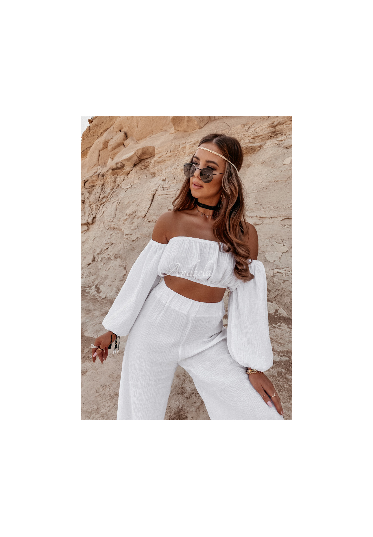 Muslin wide leg pants Malta white