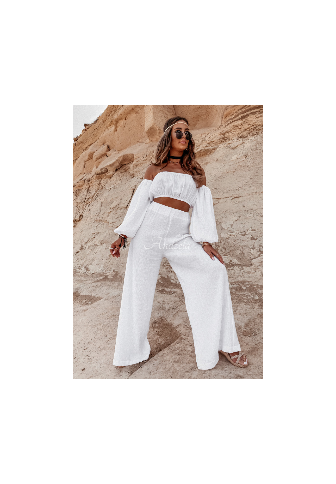 Muslin wide leg pants Malta white