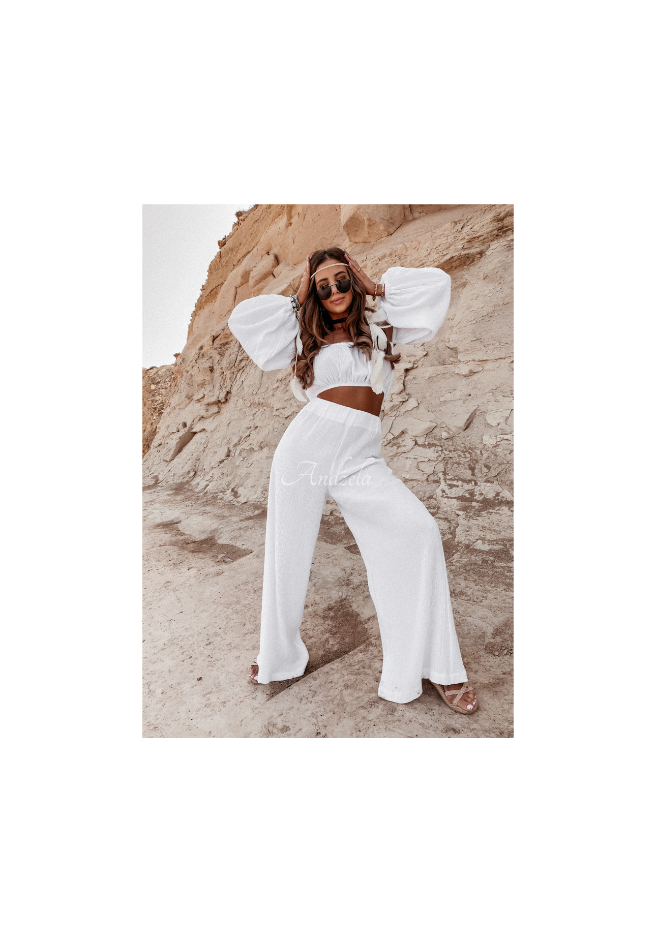 Muslin wide leg pants Malta white