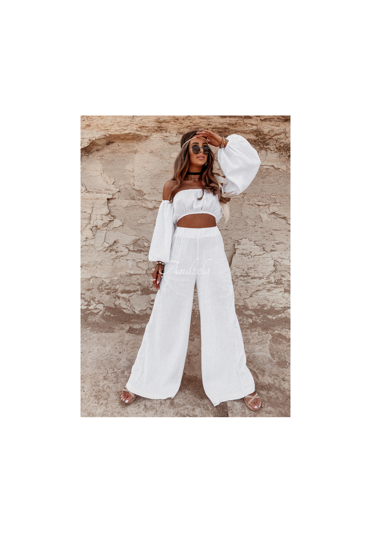 Muslin wide leg pants Malta white