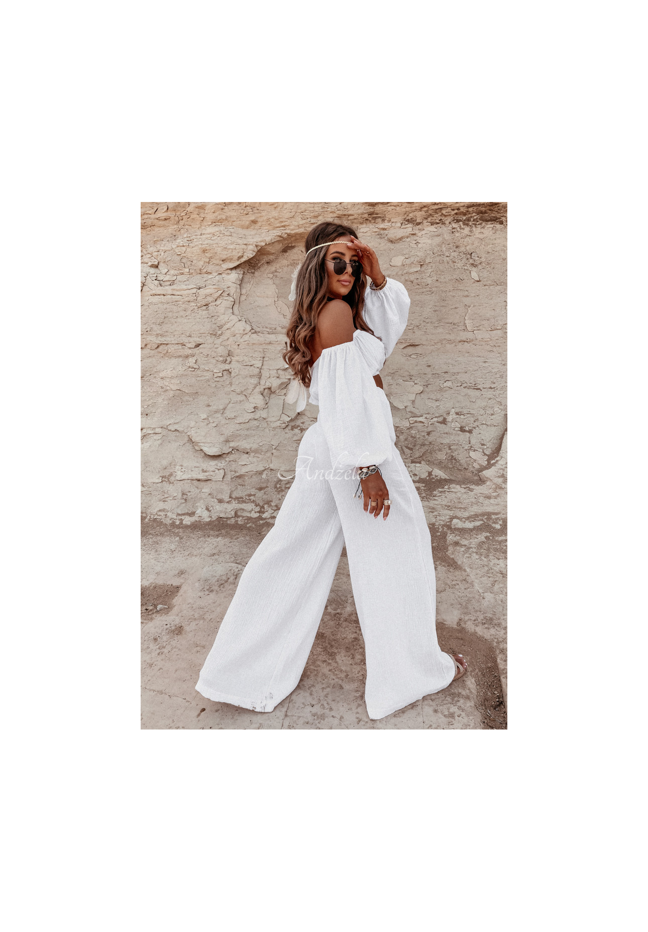 Muslin wide leg pants Malta white