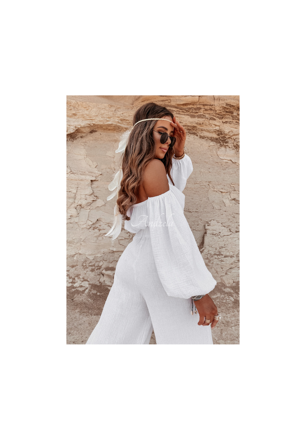 Muslin wide leg pants Malta white