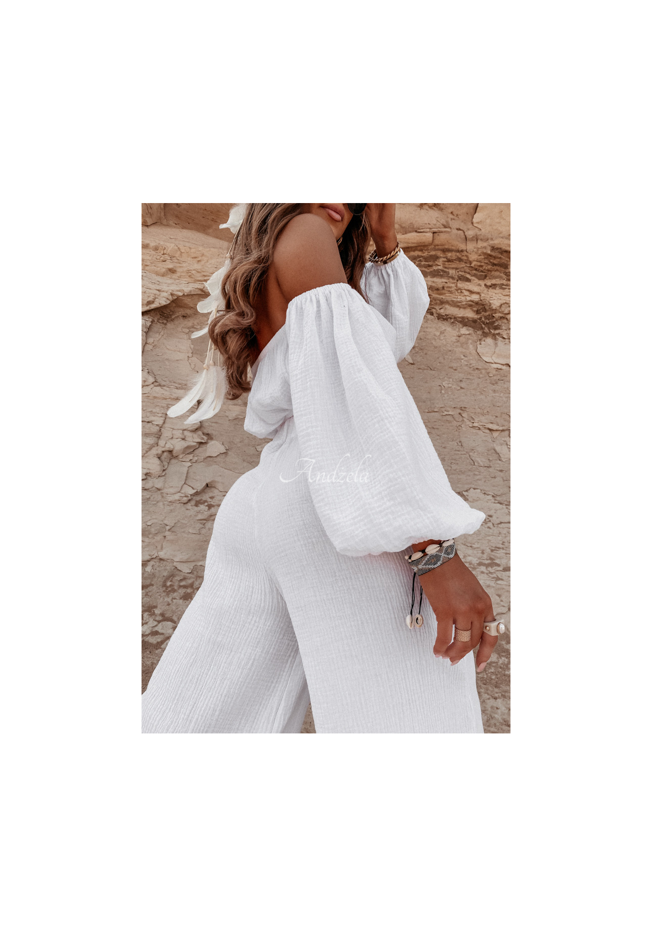 Muslin wide leg pants Malta white