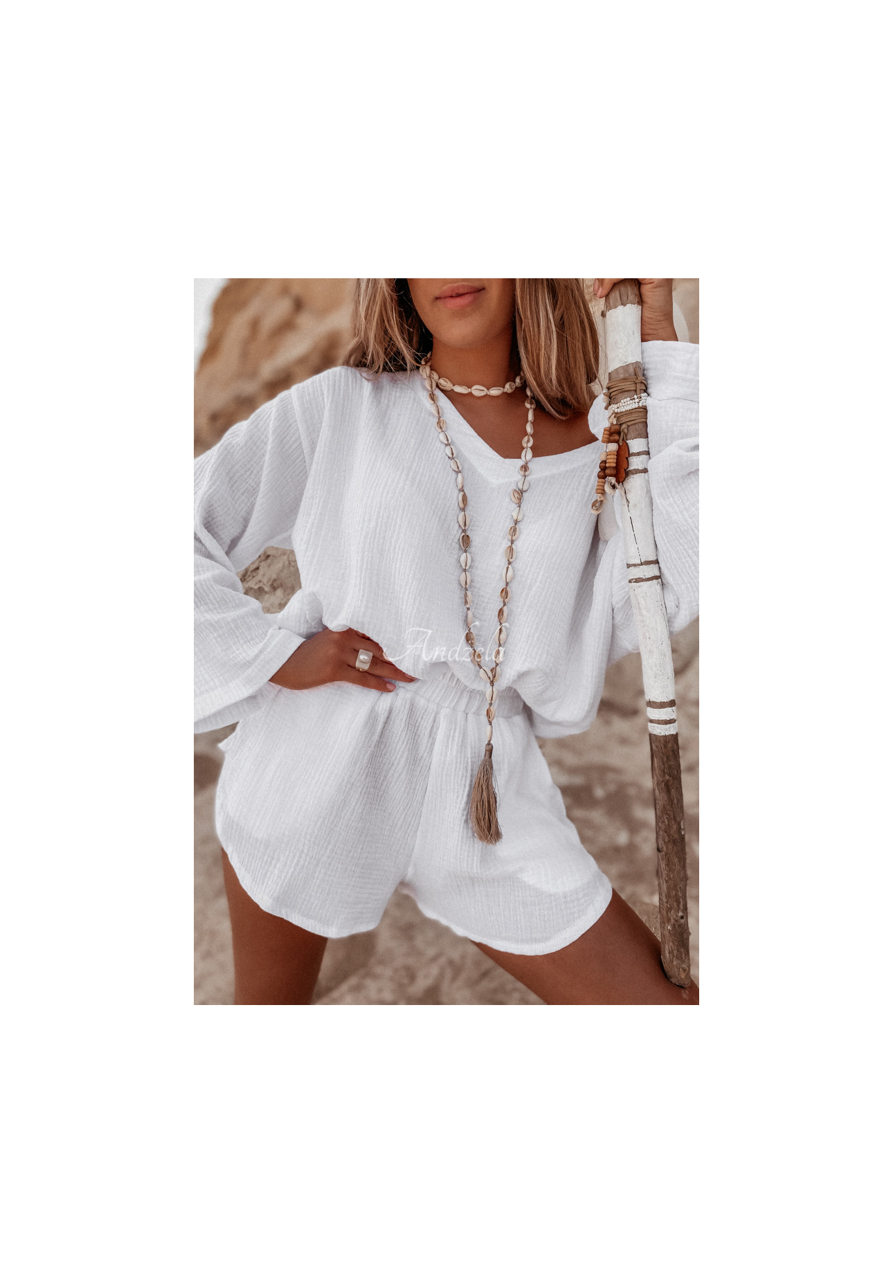 Malta muslin shorts white