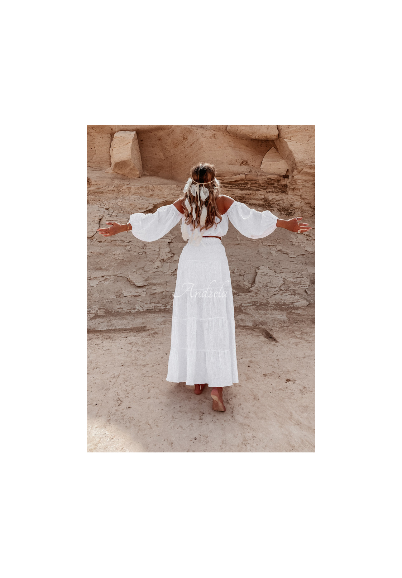 Muslin skirt with slit Malta white