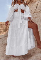 Muślinowa spódnica z rozcięciem Santiago biała