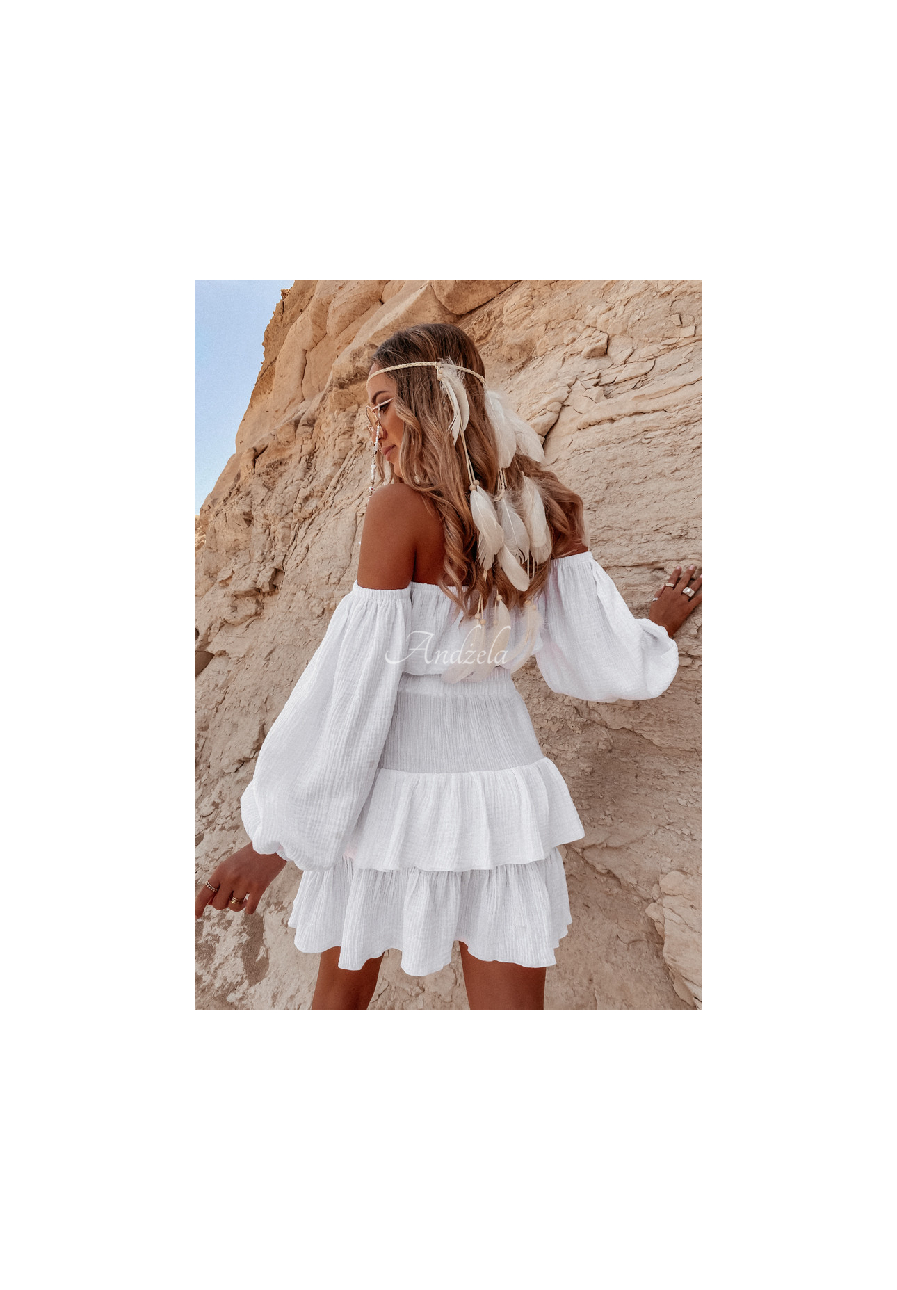 Muslin skirt with frills Malta white