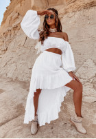 Asymetryczna muślinowa spódnica z falbankami Esperanza biała