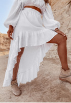 Asymetryczna muślinowa spódnica z falbankami Esperanza biała