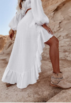 Asymetryczna muślinowa spódnica z falbankami Esperanza biała