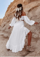 Asymetryczna muślinowa spódnica z falbankami Esperanza biała