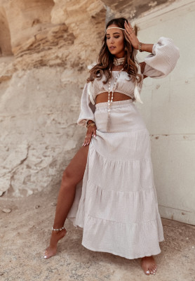 Muslin skirt with slit Malta beige