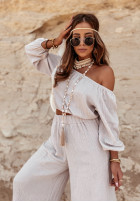 Muślinowa bluzka hiszpanka Malta beżowa