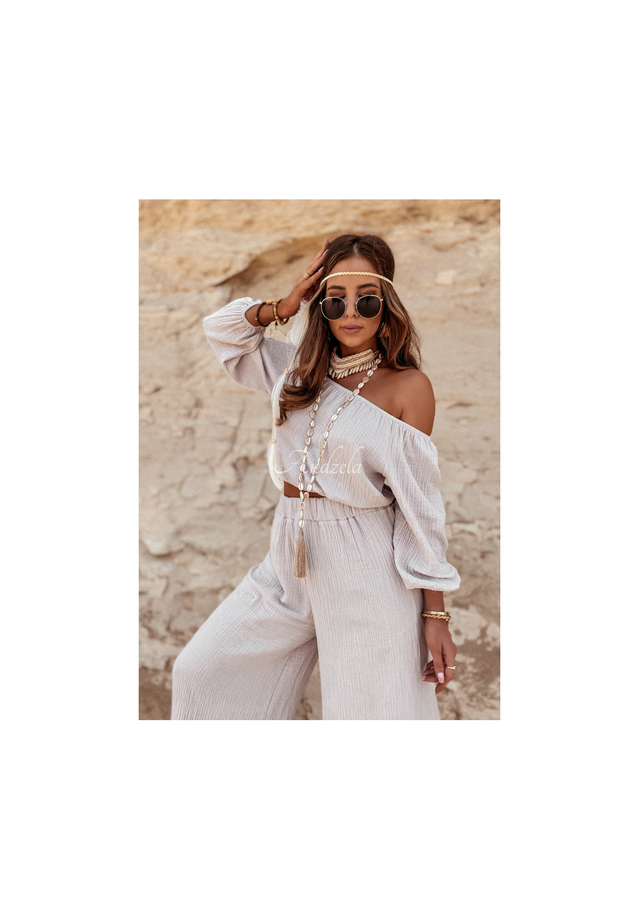 Muslin wide leg pants Malta beige