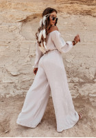 Muślinowe spodnie wide leg Malta beżowe