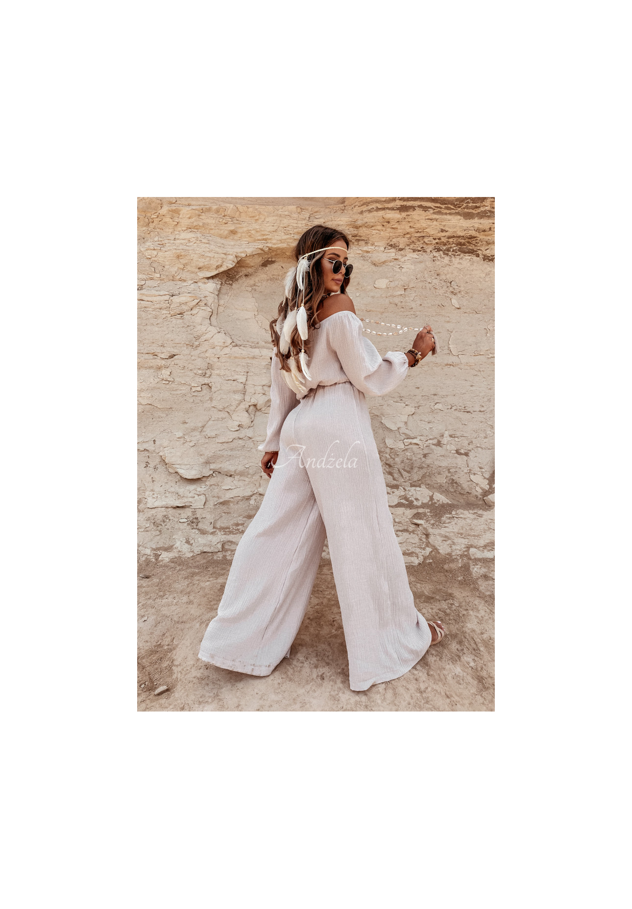 Muslin wide leg pants Malta beige