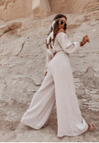 Muślinowe spodnie wide leg Malta beżowe