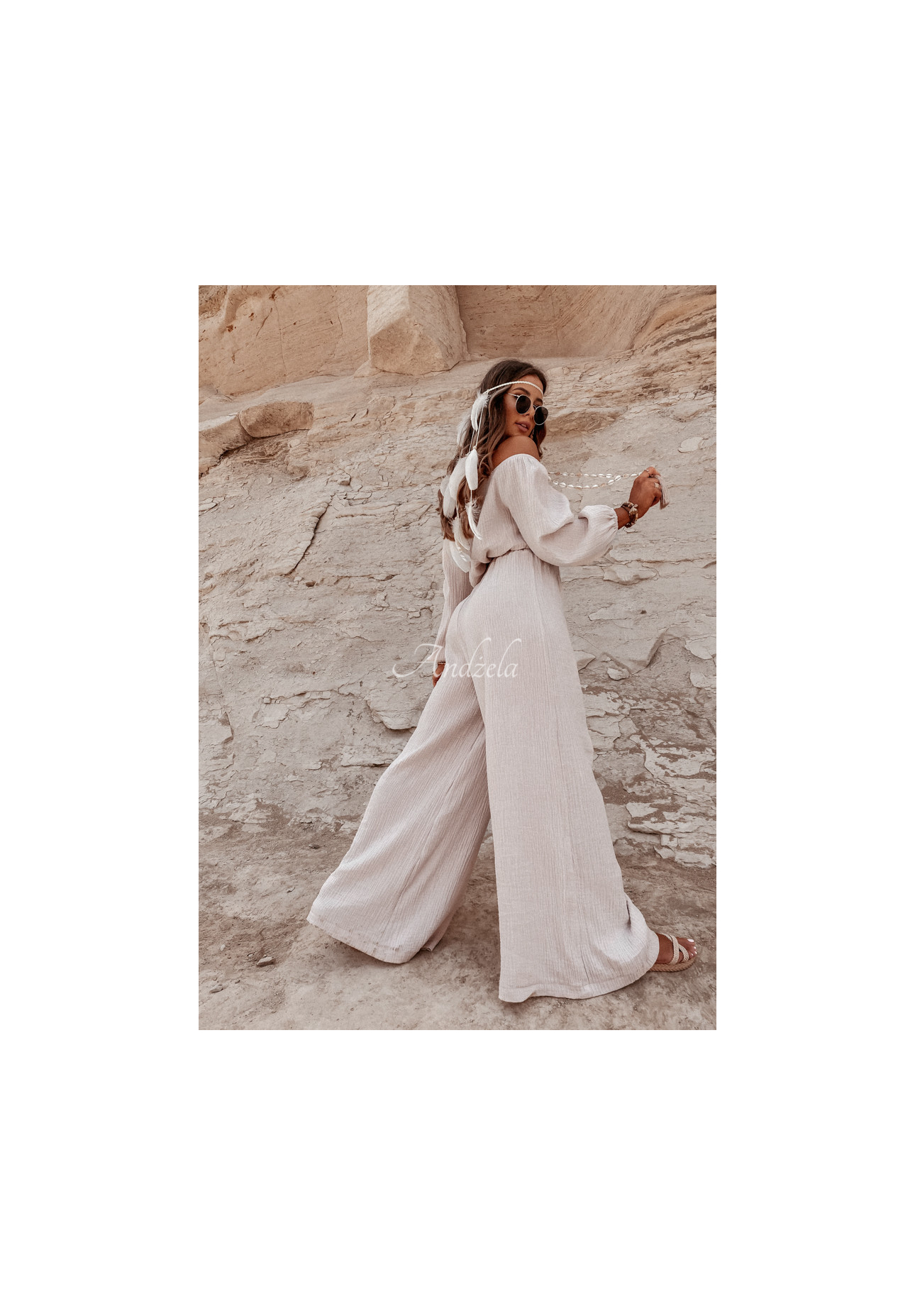 Muslin wide leg pants Malta beige