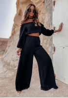 Muslin wide leg pants Malta black