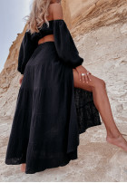 Muślinowa spódnica z rozcięciem Santiago czarna