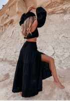 Muślinowa spódnica z rozcięciem Santiago czarna