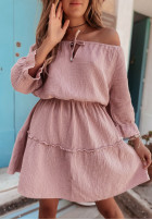 Muślinowa sukienka hiszpanka Friliana pudrowy róż