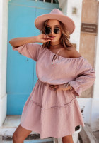 Muślinowa sukienka hiszpanka Friliana pudrowy róż