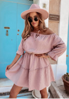 Muślinowa sukienka hiszpanka Friliana pudrowy róż