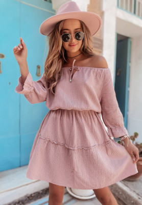 Muslin spangled dress Friliana powder pink