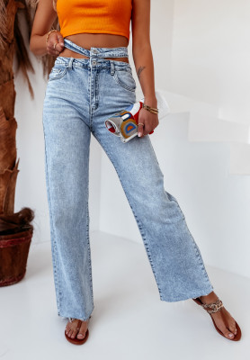 Spodnie jeansowe wide leg Delgado jasnoniebieskie