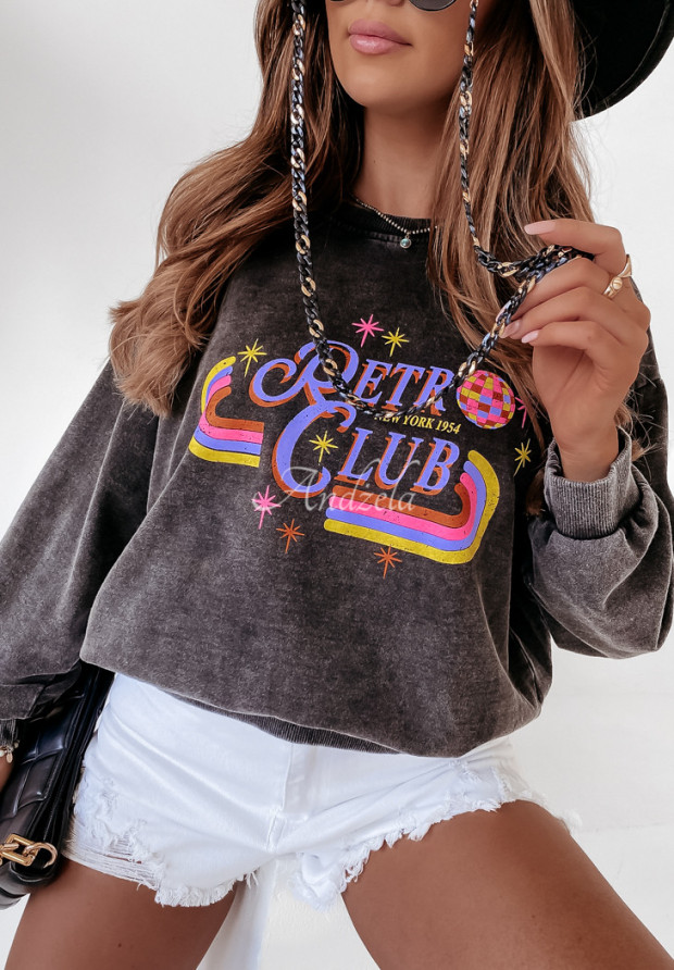 Bluza z nadrukiem Retro Club ciemnoszara