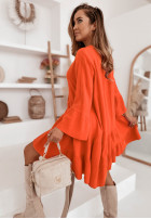 Muślinowa sukienka z falbankami Terisa pomarańczowa