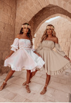 Muślinowa sukienka hiszpanka z falbankami Malta biała